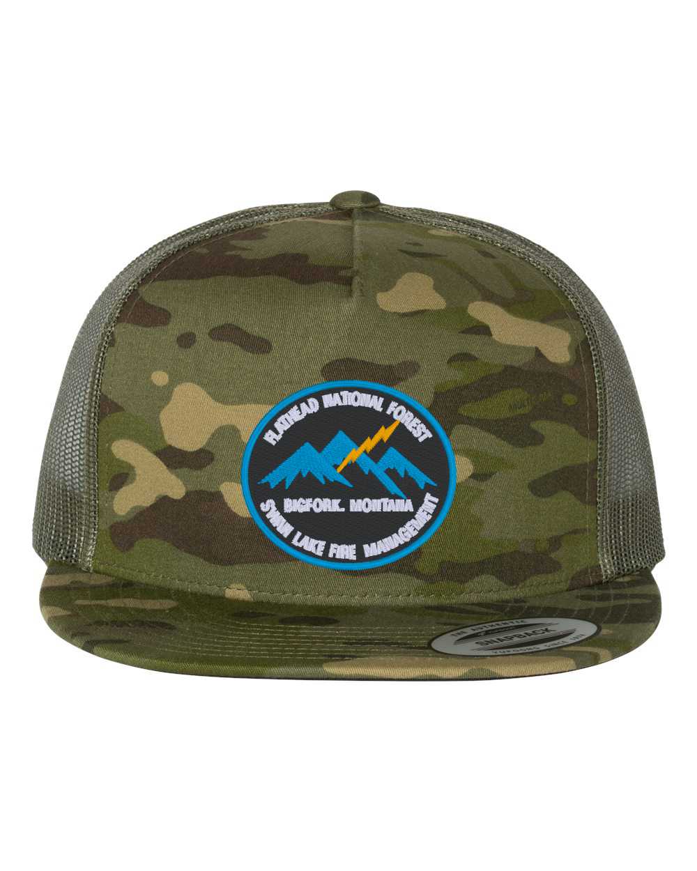 Classic Retro Flatbill Snapback Trucker Hat with Embroidered Patch-6006