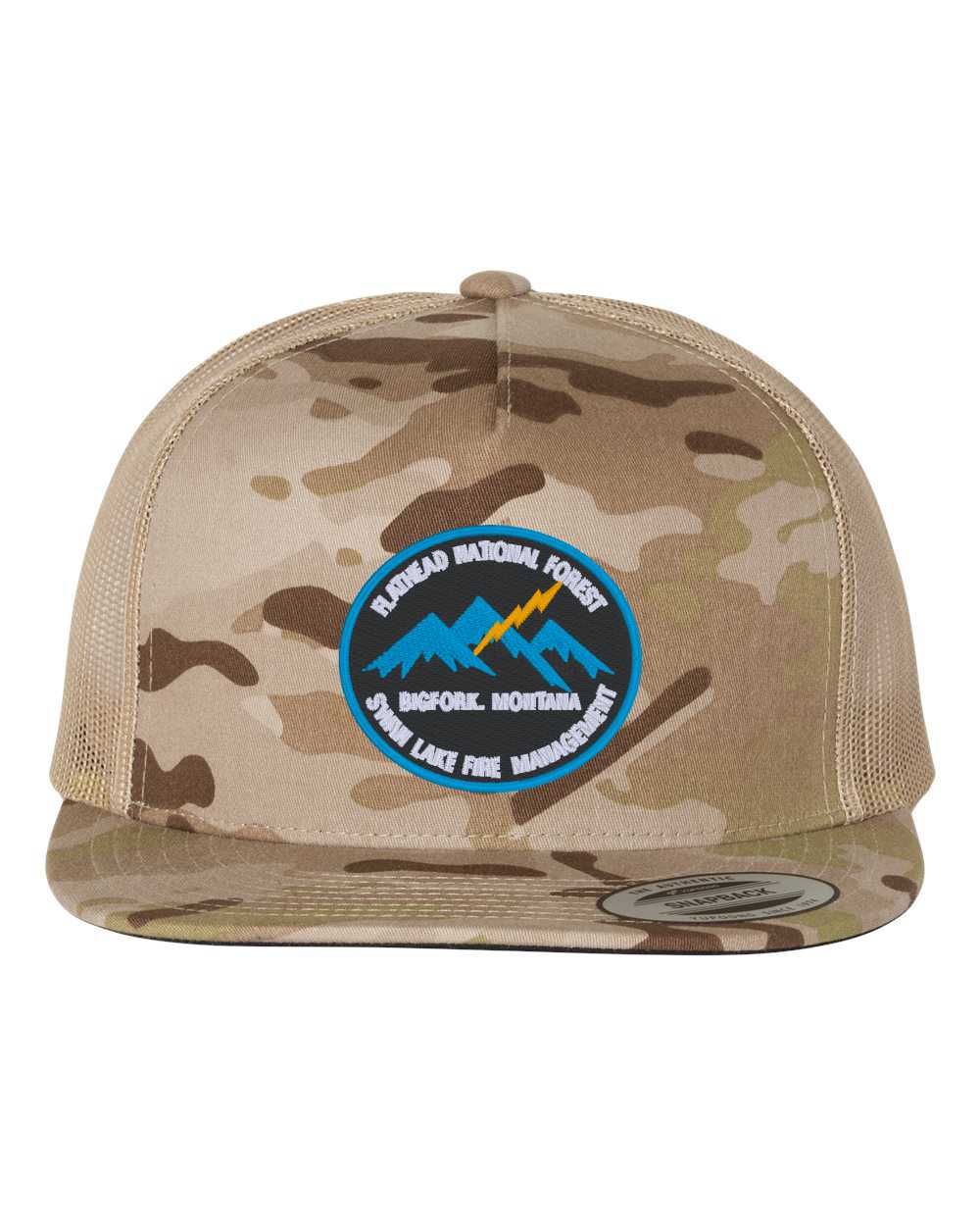 Classic Retro Flatbill Snapback Trucker Hat with Embroidered Patch-6006