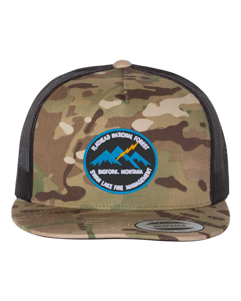 Classic Retro Flatbill Snapback Trucker Hat with Embroidered Patch-6006
