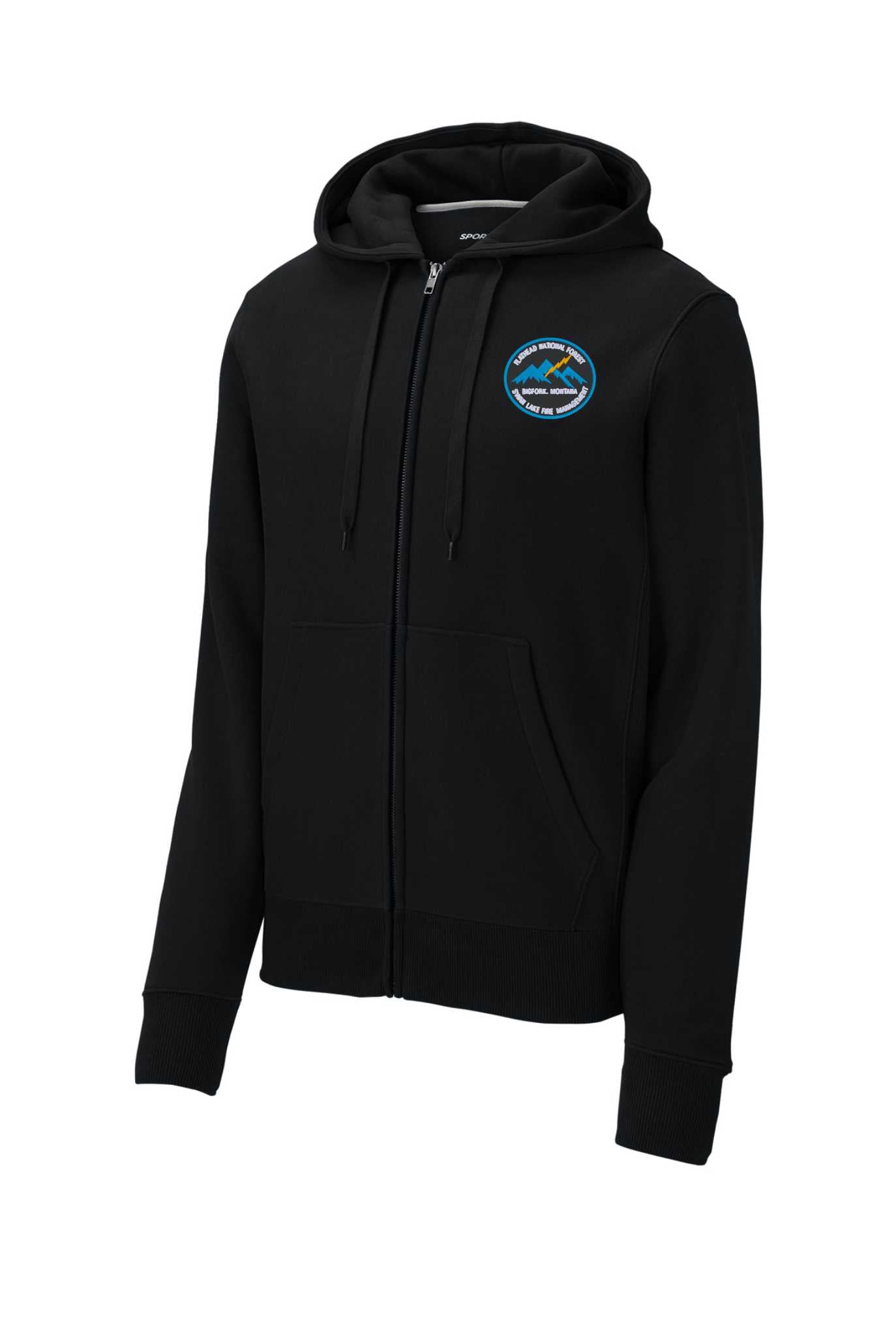 Black Heavyweight Zipup Hoodie with Fire Crew Logo F282