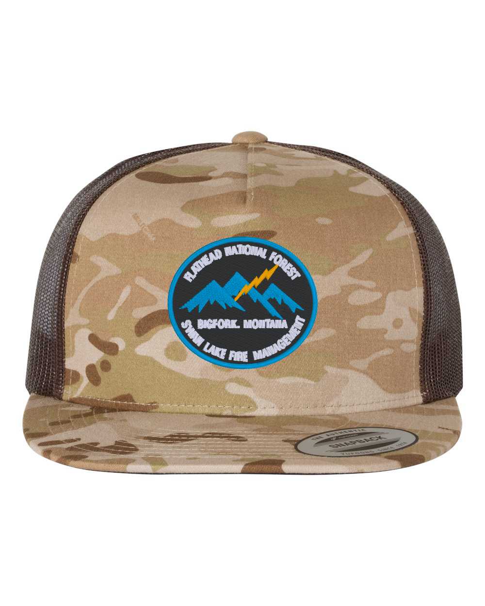 Classic Retro Flatbill Snapback Trucker Hat with Embroidered Patch-6006