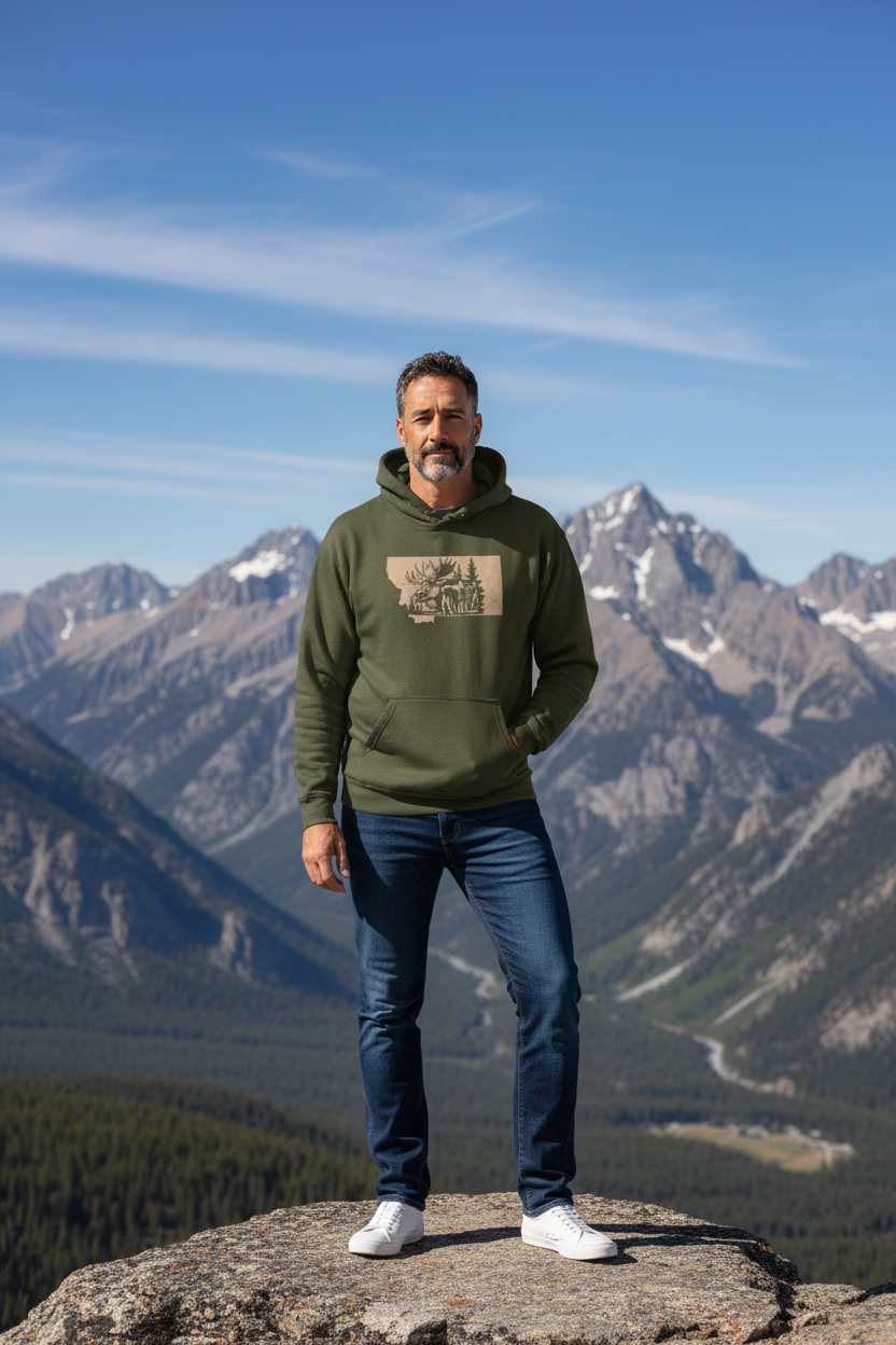 Moose Army Green Heavyweight Hoodie