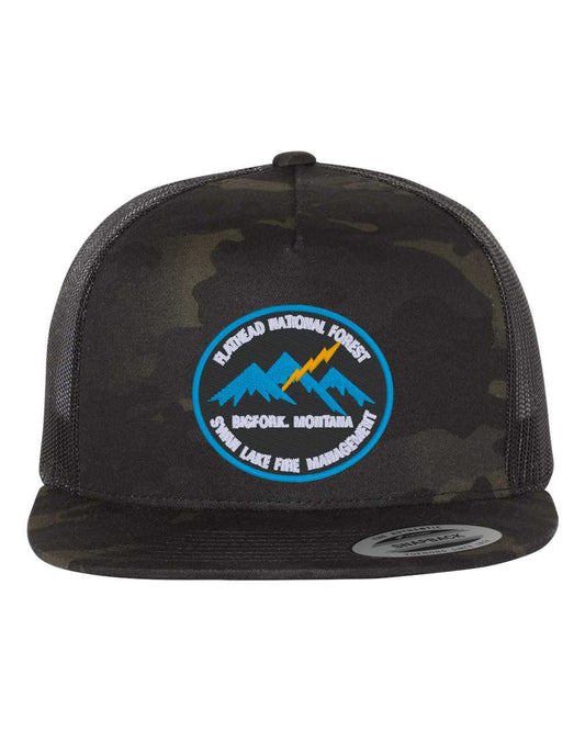 Classic Retro Flatbill Snapback Trucker Hat with Embroidered Patch-6006