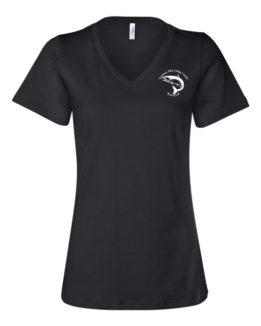 Ladies V-neck T-shirts with Elks Lodge #1620 Logo